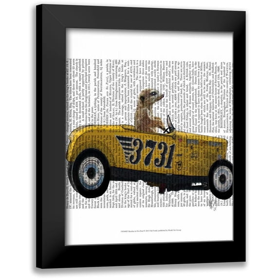 Fab Funky 20x24 Black Modern Framed Museum Art Print Titled - Meerkat in Hot Rod