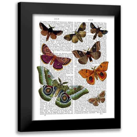 Fab Funky 20x24 Black Modern Framed Museum Art Print Titled - Moth Plate 2