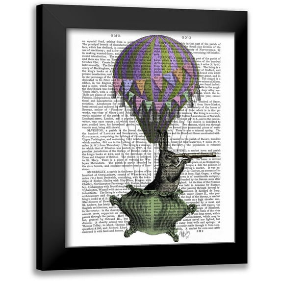 Fab Funky 20x24 Black Modern Framed Museum Art Print Titled - Navigating Rabbit