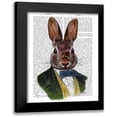 thumbnail image 1 of Fab Funky 20x24 Black Modern Framed Museum Art Print Titled - Rabbit in Green Jacket, 1 of 5