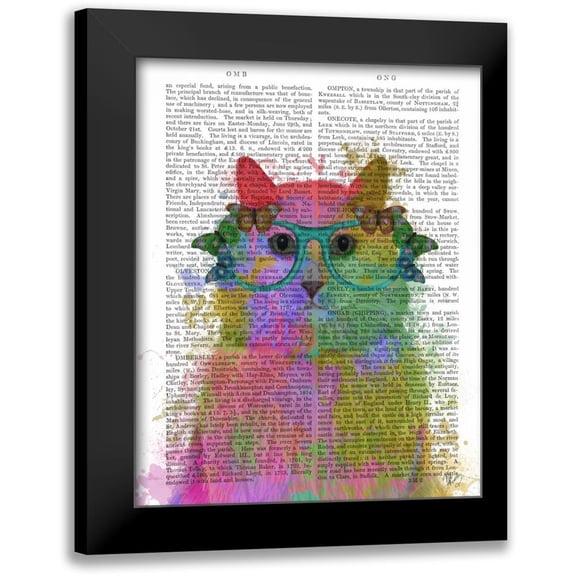 Fab Funky 20x24 Black Modern Framed Museum Art Print Titled - Rainbow Splash Cat 3, Portrait