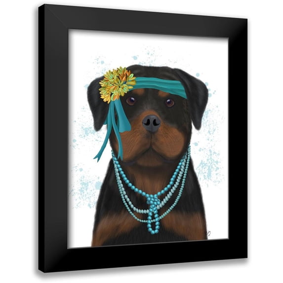 Fab Funky 20x24 Black Modern Framed Museum Art Print Titled - Rottweiler Flapper