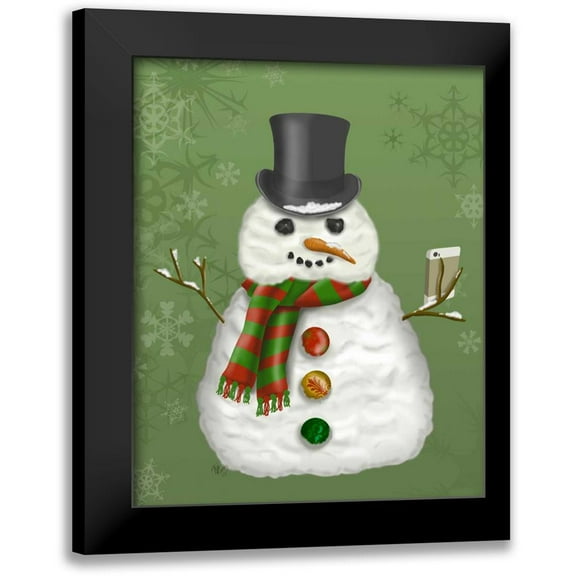 Fab Funky 20x24 Black Modern Framed Museum Art Print Titled - Snowman Selfie
