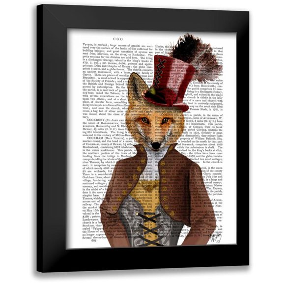 Fab Funky 20x24 Black Modern Framed Museum Art Print Titled - Vivienne Steampunk Fox