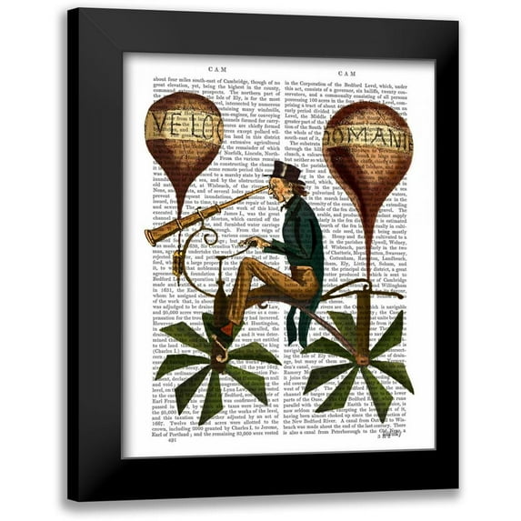 Fab Funky 20x24 Black Modern Framed Museum Art Print Titled - Voyage A La Lune Hot Air Balloon