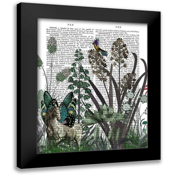 Fab Funky 20x24 Black Modern Framed Museum Art Print Titled - Wildflower Bloom, Horse Book Print