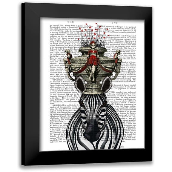 Fab Funky 20x24 Black Modern Framed Museum Art Print Titled - Zebra Head Trophy