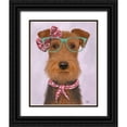 thumbnail image 1 of Fab Funky 20x24 Black Ornate Wood Framed with Double Matting Museum Art Print Titled - Airedale with Glasses and Scarf, 1 of 4