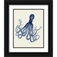 thumbnail image 1 of Fab Funky 20x24 Black Ornate Wood Framed with Double Matting Museum Art Print Titled - Blue Octopus on Cream e, 1 of 4