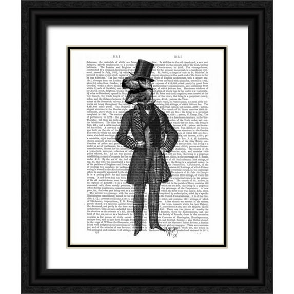 Fab Funky 20x24 Black Ornate Wood Framed with Double Matting Museum Art Print Titled - Dinosaur TRex Man 1