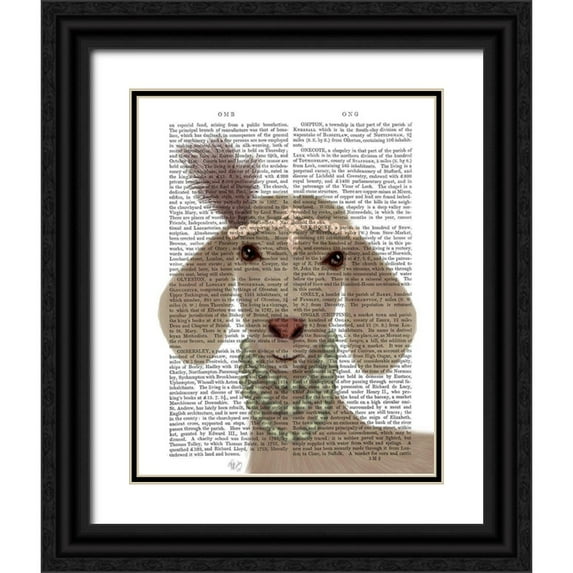 Fab Funky 20x24 Black Ornate Wood Framed with Double Matting Museum Art Print Titled - Posh White Goat Book Print