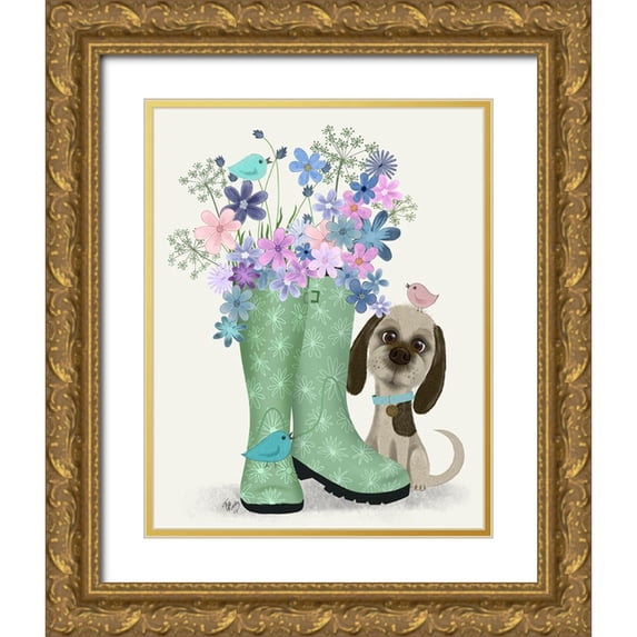 Fab Funky 20x24 Gold Ornate Wood Framed with Double Matting Museum Art Print Titled - Bebe-Welly Bouquet