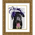 thumbnail image 1 of Fab Funky 20x24 Gold Ornate Wood Framed with Double Matting Museum Art Print Titled - Black Labrador With Blue Fascinator, 1 of 4