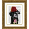 thumbnail image 1 of Fab Funky 20x24 Gold Ornate Wood Framed with Double Matting Museum Art Print Titled - Black Labrador With Fez, 1 of 4