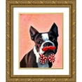 thumbnail image 1 of Fab Funky 20x24 Gold Ornate Wood Framed with Double Matting Museum Art Print Titled - Boston Terrier Portrait with Red Bow Tie and Moustache, 1 of 4