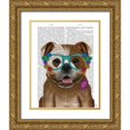 thumbnail image 1 of Fab Funky 20x24 Gold Ornate Wood Framed with Double Matting Museum Art Print Titled - English Bulldog and Flower Glasses, 1 of 4