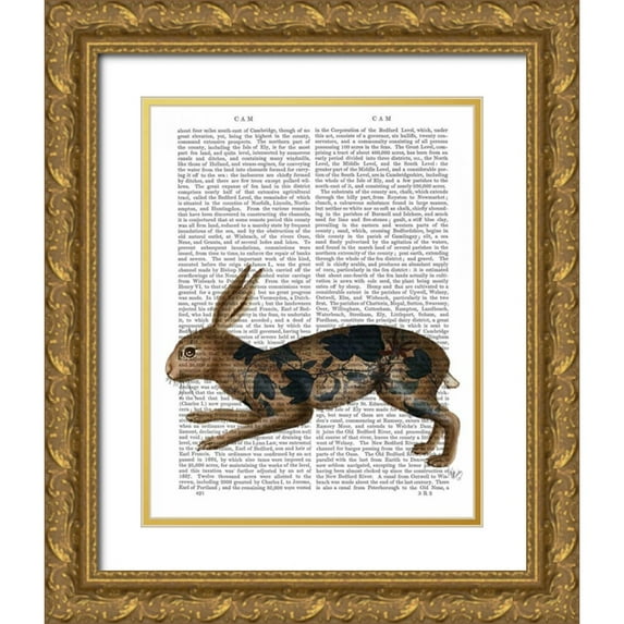 Fab Funky 20x24 Gold Ornate Wood Framed with Double Matting Museum Art Print Titled - Hare and Black Leaves