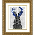 thumbnail image 1 of Fab Funky 20x24 Gold Ornate Wood Framed with Double Matting Museum Art Print Titled - Jackalope with Blue Antlers, 1 of 4