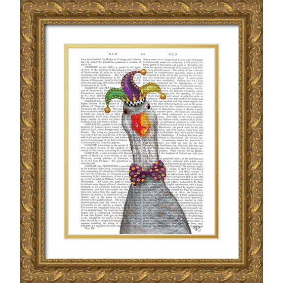 Fab Funky 20x24 Gold Ornate Wood Framed with Double Matting Museum Art Print Titled - Mardi Gras Goose Jester Hat