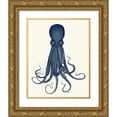 thumbnail image 1 of Fab Funky 20x24 Gold Ornate Wood Framed with Double Matting Museum Art Print Titled - Octopus 8, Blue, 1 of 4