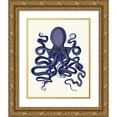 thumbnail image 1 of Fab Funky 20x24 Gold Ornate Wood Framed with Double Matting Museum Art Print Titled - Octopus 9, Blue, 1 of 4