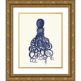thumbnail image 1 of Fab Funky 20x24 Gold Ornate Wood Framed with Double Matting Museum Art Print Titled - Octopus, Twisted Blue, 1 of 4