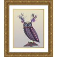 thumbnail image 1 of Fab Funky 20x24 Gold Ornate Wood Framed with Double Matting Museum Art Print Titled - Owl with Psychedelic Antlers, 1 of 4