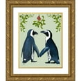 thumbnail image 1 of Fab Funky 20x24 Gold Ornate Wood Framed with Double Matting Museum Art Print Titled - Penguins And Mistletoe, 1 of 4