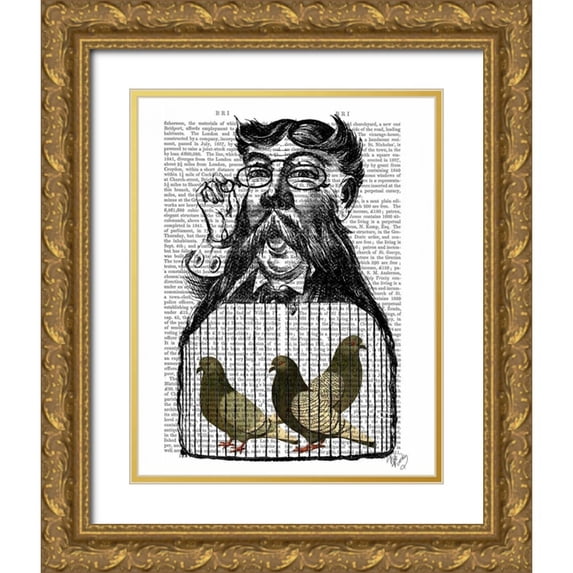 Fab Funky 20x24 Gold Ornate Wood Framed with Double Matting Museum Art Print Titled - Pigeon Fancier