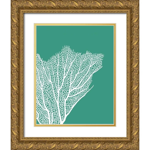 Fab Funky 20x24 Gold Ornate Wood Framed with Double Matting Museum Art Print Titled - Turquoise Coral Prints c
