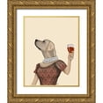 thumbnail image 1 of Fab Funky 20x24 Gold Ornate Wood Framed with Double Matting Museum Art Print Titled - Yellow Labrador Wine Snob, 1 of 4