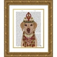 thumbnail image 1 of Fab Funky 20x24 Gold Ornate Wood Framed with Double Matting Museum Art Print Titled - Yellow Labrador and Tiara, Portrait, 1 of 4