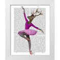 thumbnail image 1 of Fab Funky 20x24 White Modern Wood Framed Museum Art Print Titled - Ballet Deer in Pink, 1 of 4