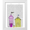 thumbnail image 1 of Fab Funky 20x24 White Modern Wood Framed Museum Art Print Titled - Beach Huts 3 Illustration, 1 of 4