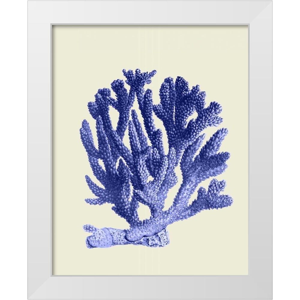 Blue Coral Coastal Print with White Modern Frame, 20 x 24