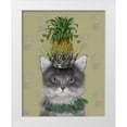 thumbnail image 1 of Fab Funky 20x24 White Modern Wood Framed Museum Art Print Titled - Cat, Pineapple Puss, 1 of 4