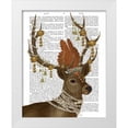 thumbnail image 1 of Fab Funky 20x24 White Modern Wood Framed Museum Art Print Titled - Deer with Gold Bells, 1 of 4