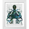 thumbnail image 1 of Fab Funky 20x24 White Modern Wood Framed Museum Art Print Titled - Fishy Blue Octopus, 1 of 4