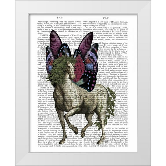 Fab Funky 20x24 White Modern Wood Framed Museum Art Print Titled - Horse with Butterfly Wings