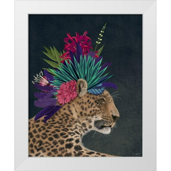Fab Funky 20x24 White Modern Wood Framed Museum Art Print Titled - Hot House Leopard 1