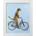 thumbnail image 1 of Fab Funky 20x24 White Modern Wood Framed Museum Art Print Titled - Meerkat on Bicycle, 1 of 4