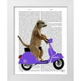 thumbnail image 1 of Fab Funky 20x24 White Modern Wood Framed Museum Art Print Titled - Meerkat on Lilac Moped, 1 of 4
