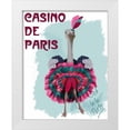 thumbnail image 1 of Fab Funky 20x24 White Modern Wood Framed Museum Art Print Titled - Ostrich, Can Can in Pink and Turquoise, 1 of 4