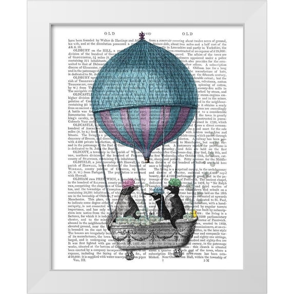 Fab Funky 20x24 White Modern Wood Framed Museum Art Print Titled - Penguins in Balloon Bath Book Print