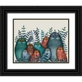 thumbnail image 1 of Fab Funky 24x20 Black Ornate Wood Framed with Double Matting Museum Art Print Titled - Electric Owls, Blue and Orange, 1 of 4