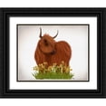thumbnail image 1 of Fab Funky 24x20 Black Ornate Wood Framed with Double Matting Museum Art Print Titled - Highland Cow, Daffodil, 1 of 4