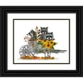 thumbnail image 1 of Fab Funky 24x20 Black Ornate Wood Framed with Double Matting Museum Art Print Titled - Raccoon Wheelbarrow, 1 of 4