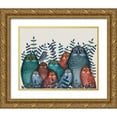 thumbnail image 1 of Fab Funky 24x20 Gold Ornate Wood Framed with Double Matting Museum Art Print Titled - Electric Owls, Blue and Orange, 1 of 4