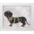 thumbnail image 1 of Fab Funky 24x20 White Modern Wood Framed Museum Art Print Titled - Dachshund and Pearls, 1 of 4