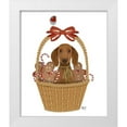 thumbnail image 1 of Fab Funky 26x31 White Modern Wood Framed Museum Art Print Titled - Christmas Des - Dog in Basket with Gingerbread Men, 1 of 4